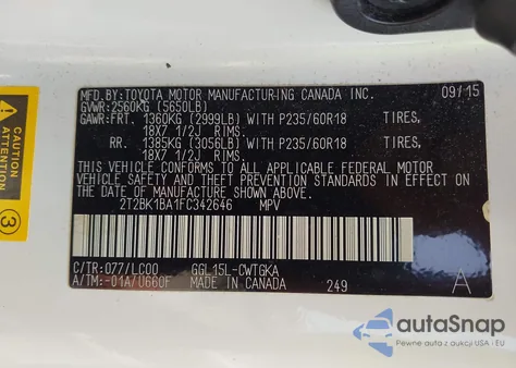 2015 Lexus Rx 350 из США, поврежденный, VIN 2T2BK1BA1FC342646